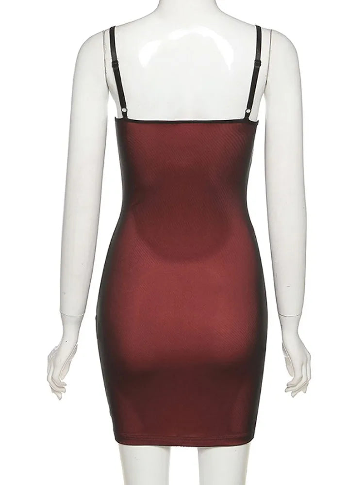 Mesh Double Layer Sexy Skinny Dress Women Sleeveless Party Bodycon 2023 Bandage Elastic Split Trend Clubwear Slim Outfit - She Vibess By C2P