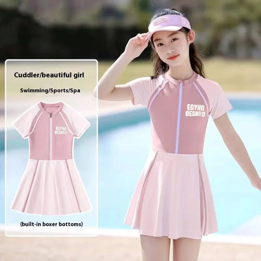 Children's Swimsuits, Women's Primary, Middle, And Big Children's Swimsuits, Summer New Girls' One-Piece Swimming Equipment - She Vibess By C2P