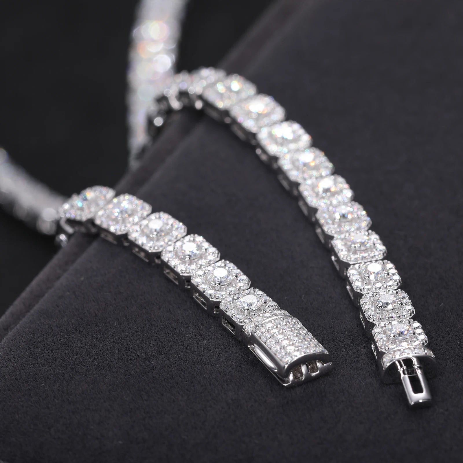 Iced Out Moissanite Halo Tennis Bracelet for Women Men S925 Sterling Silver 18k Gold Plated Jewelry with GRA Bracelets Gifts - She Vibess By C2P