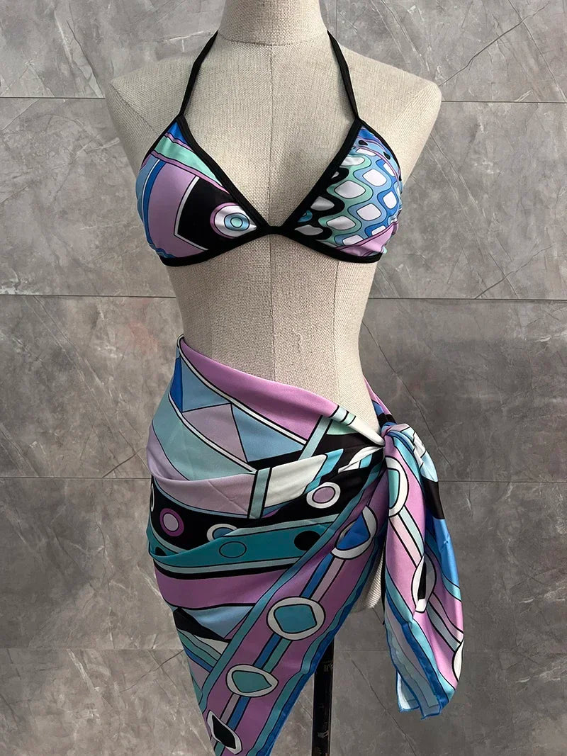 2025 New Women's Headband Bikini Sets Fashion Design Swimsuits Europe Brand Sexy Tankini Swimsuits - She Vibess By C2P