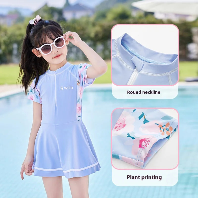 Children's Swimsuits, Summer New Small, Middle, Big Children, Girls, Casual Sports Swimsuits, Swimsuits, Skirts, Student Swimwea - She Vibess By C2P