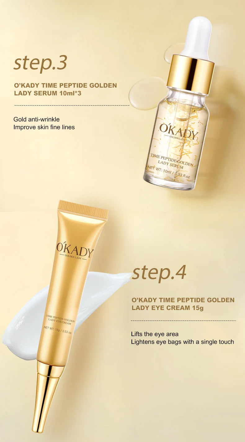 OKADY Skin Care Set Anti Aging Skin 10-piece Daily Care Routine Kit With Vitamin C Peptides Facial Cleanser Eye Mask Toner Serum - She Vibess By C2P