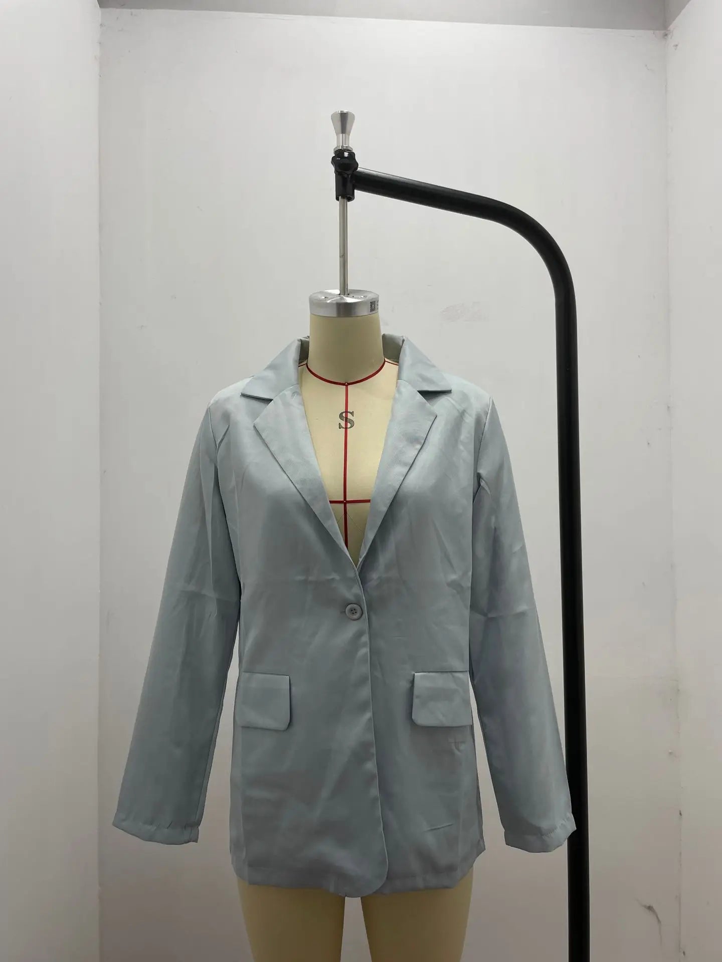 New Temperament Coat Women's Long Sleeve Solid Color Suit Collar Single Breasted Suit - She Vibess By C2P