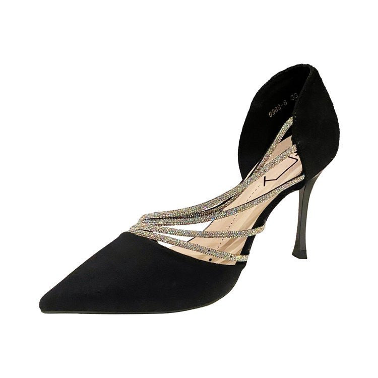 Women Evening Party High Heels New  Pumps Elegant Ladies Pointed To Black  Strappy Stripper Shoes for Women