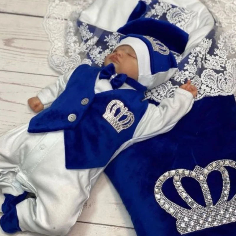 Velvet Newborn Baby Boy Outfits Blazer Vest Kids Clothing Cotton Infant Products Body Suit Shirt Pants Mittens Receiving Blanket - She Vibess By C2P