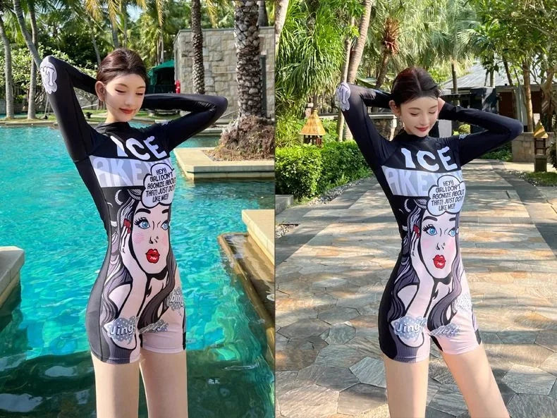 Women's Oversize Swimsuits Ins Anime Female Summer Sports Suits Chic Women's High Street Surfing Swimsuits New - She Vibess By C2P