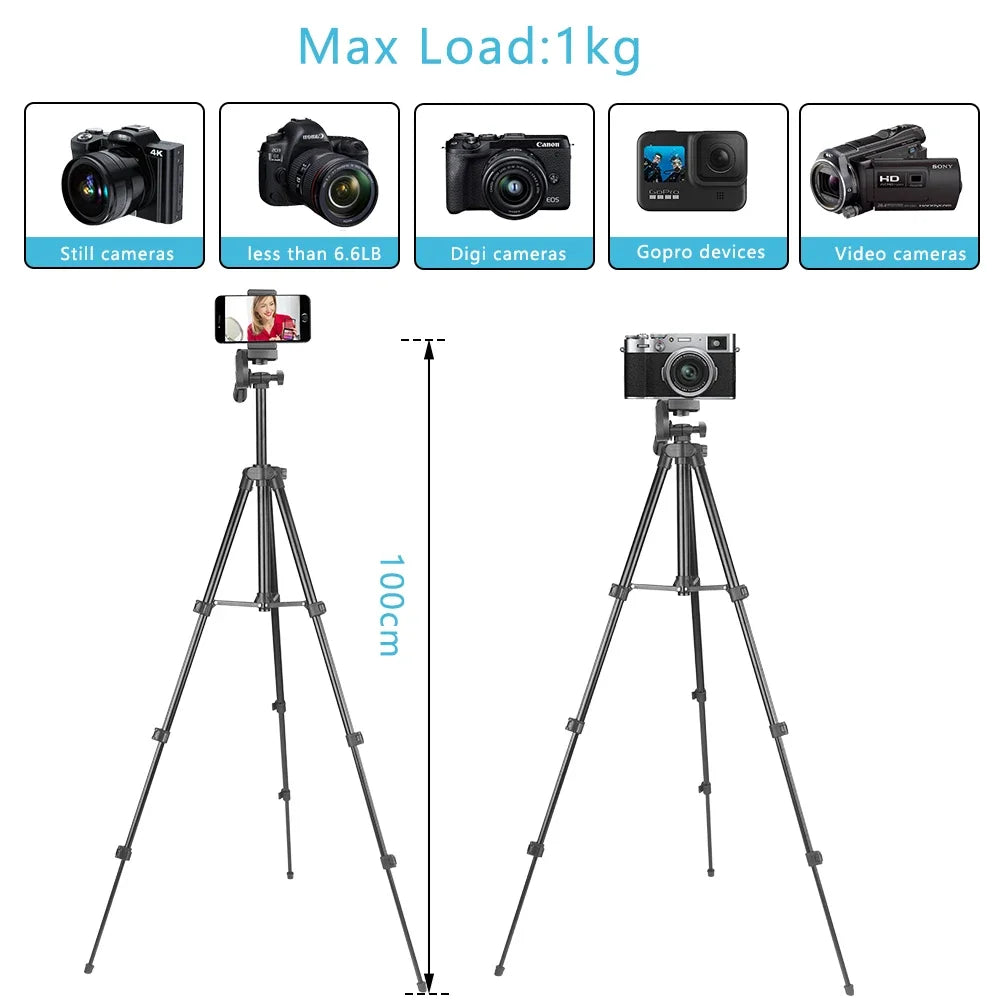3120 Tripod for Phone 100cm Universal Phone Video Tripod Stand with Bluetooth Selfie Remote Video Recording  Photography Stand - She Vibess By C2P