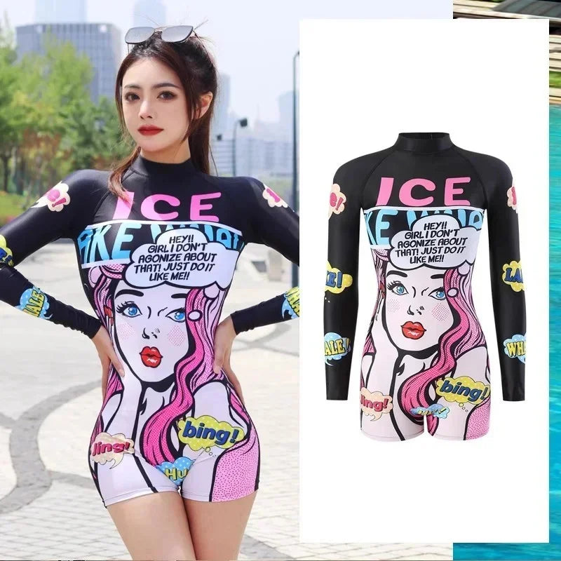 Women's Oversize Swimsuits Ins Anime Female Summer Sports Suits Chic Women's High Street Surfing Swimsuits New - She Vibess By C2P