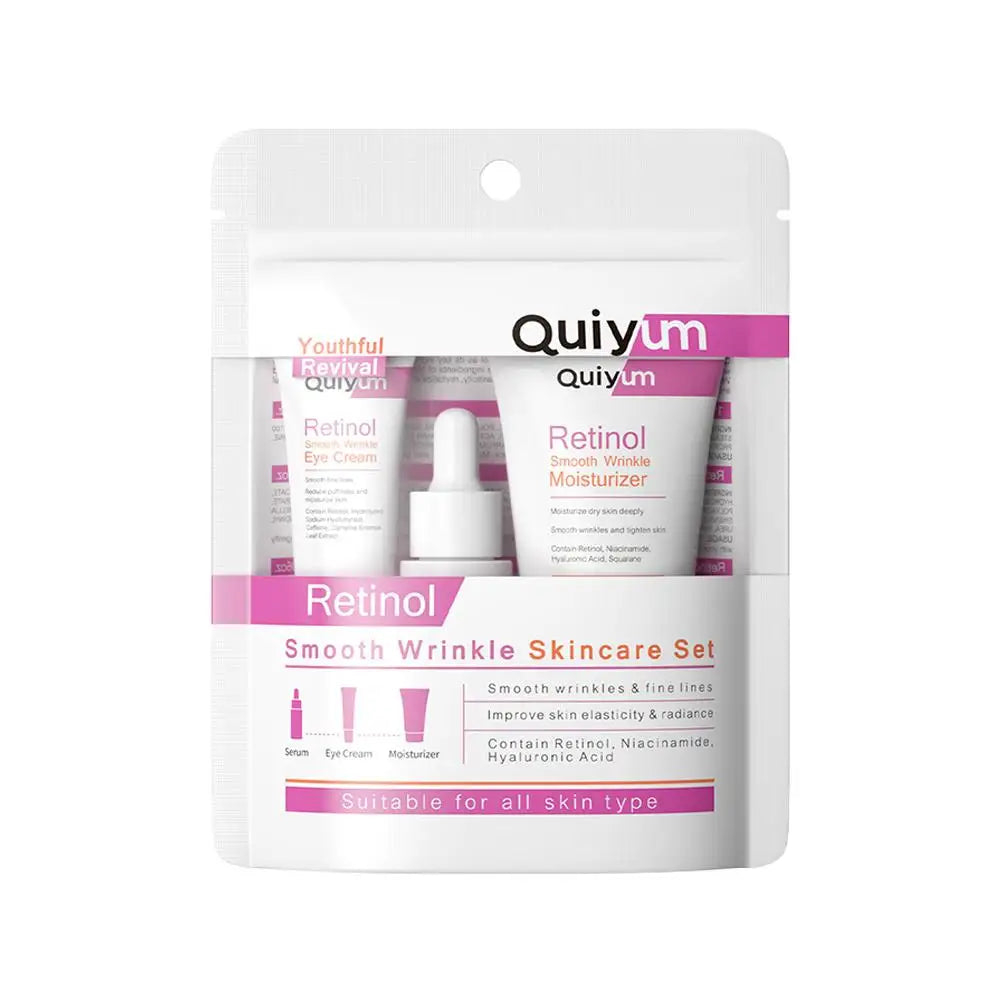 Retinol Smooth Wrinkle Skincare Set Moisturizing Firming Facial Skincare Routine Kit - Retinol Serum-Face Moisturizer-Eye Cream - She Vibess By C2P