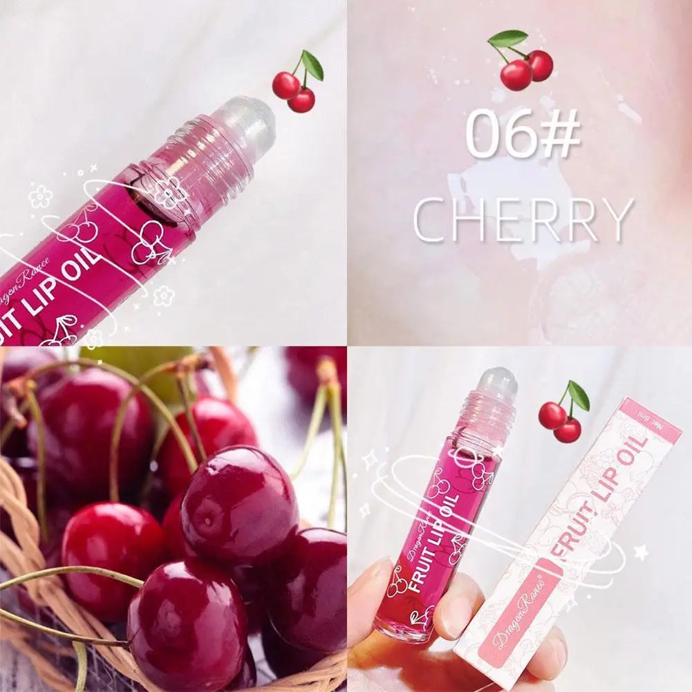 6 Colors Roll-on Fruit Essence Lip Balm Lip Oil Lip Moisturizing Mirror Primer Lip Lipstick Hydrating random Gloss Transparent - She Vibess By C2P