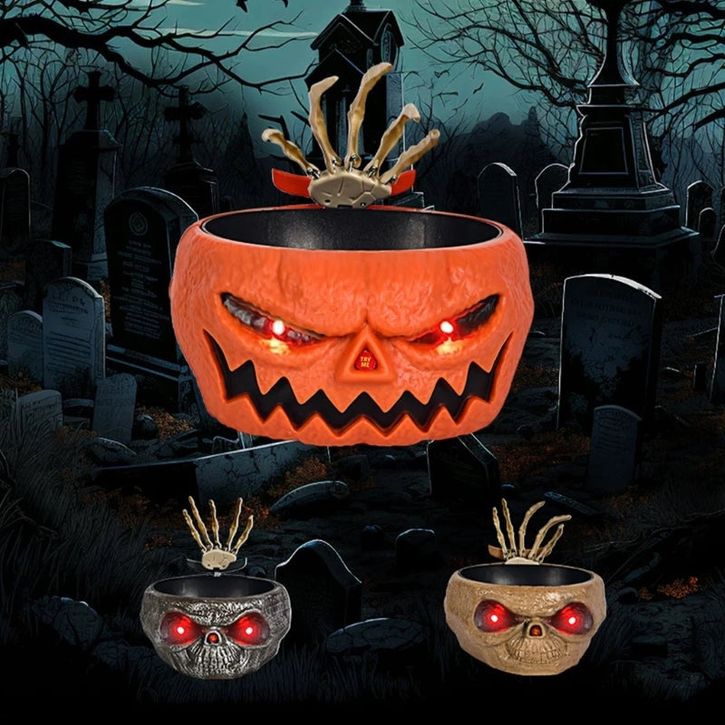 Halloween Candy Dishes Skeleton with LED and Sound Electric Fruit Bowl Ornament - She Vibess By C2P