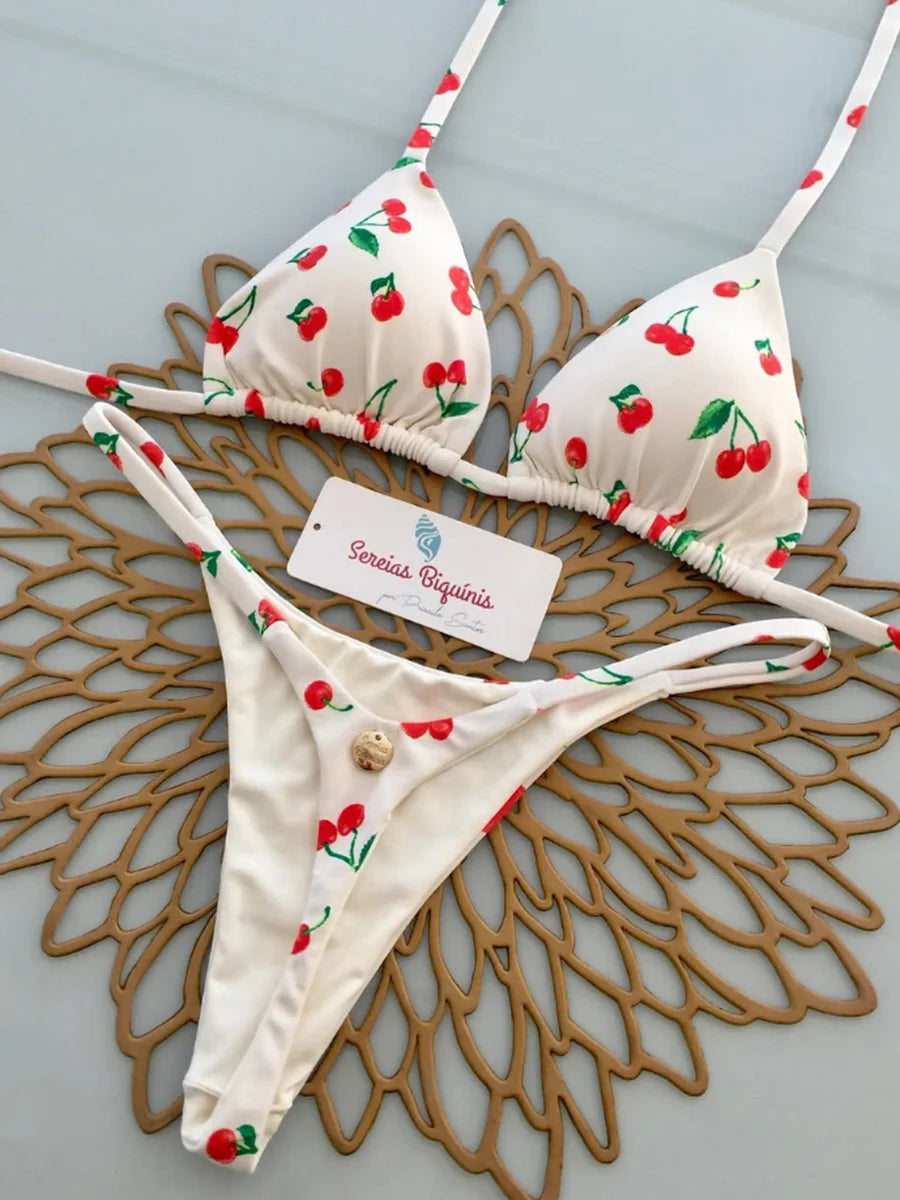 2025 New Sexy Retro Prints Brazilian Mciro Bikini Women Swimsuits Lace-up Swimwear Backless Biquini Swimsuits Beachwear - She Vibess By C2P