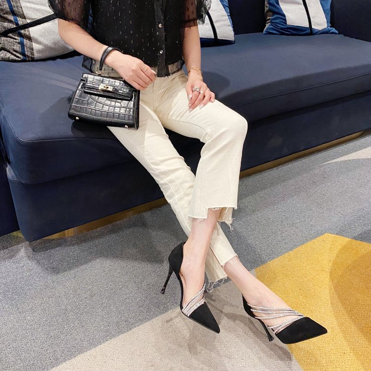 Women Evening Party High Heels New  Pumps Elegant Ladies Pointed To Black  Strappy Stripper Shoes for Women