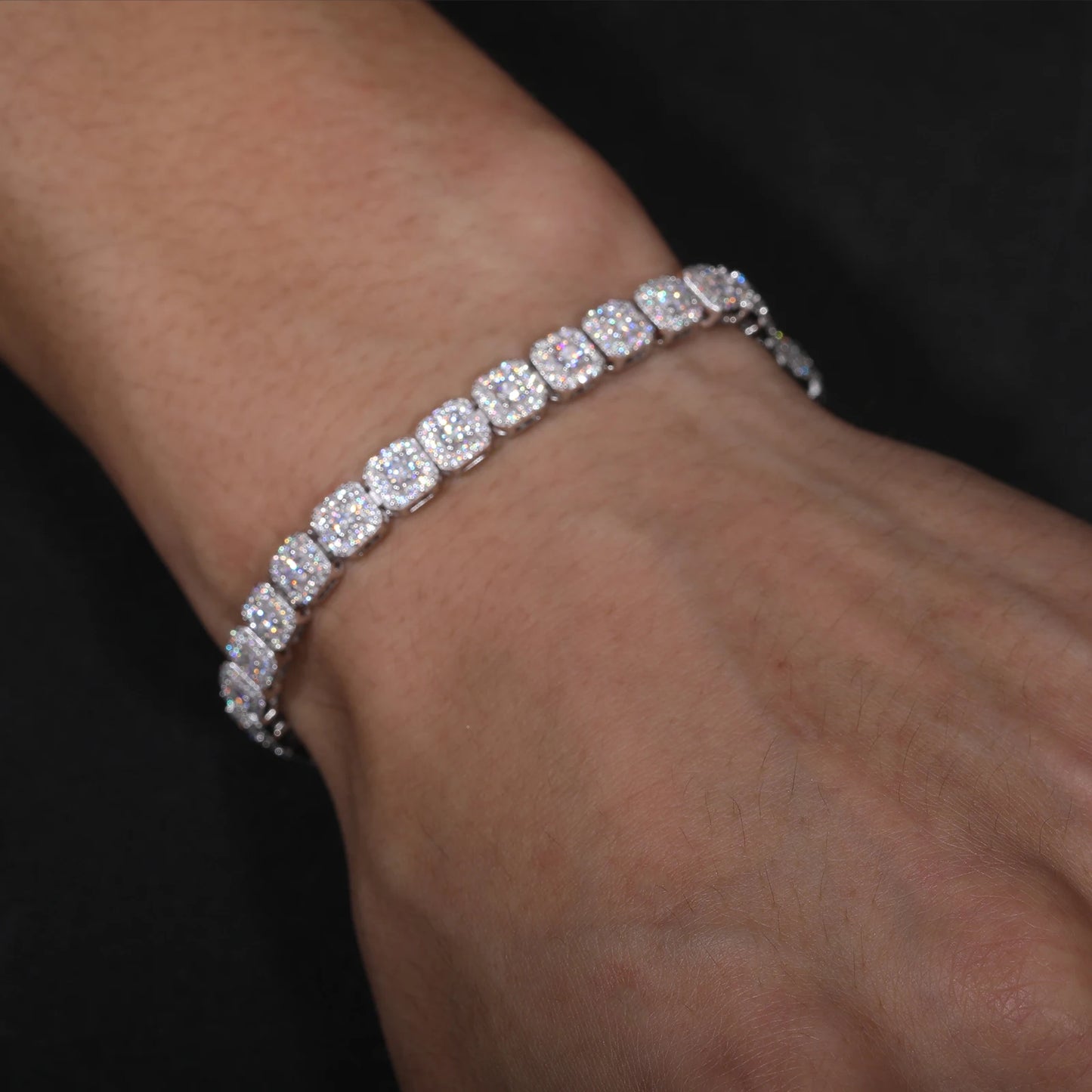 Iced Out Moissanite Halo Tennis Bracelet for Women Men S925 Sterling Silver 18k Gold Plated Jewelry with GRA Bracelets Gifts - She Vibess By C2P