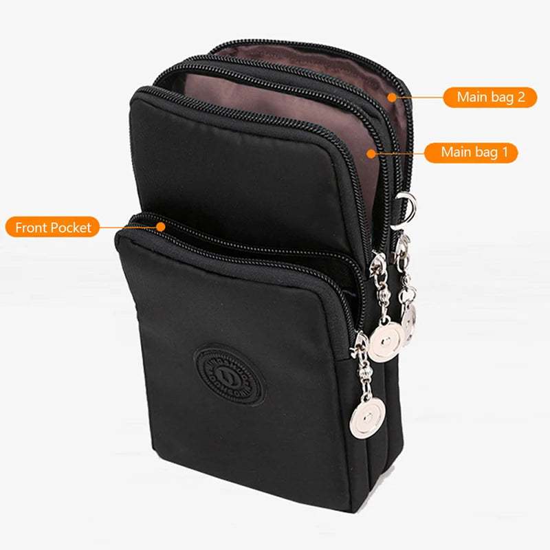 New Women Mobile Phone Bag Nylon Cell Phone Bag Coin Purse Strap Shoulder Bag Small Crossbody Bags for Women Wallet Travel Purse - She Vibess By C2P