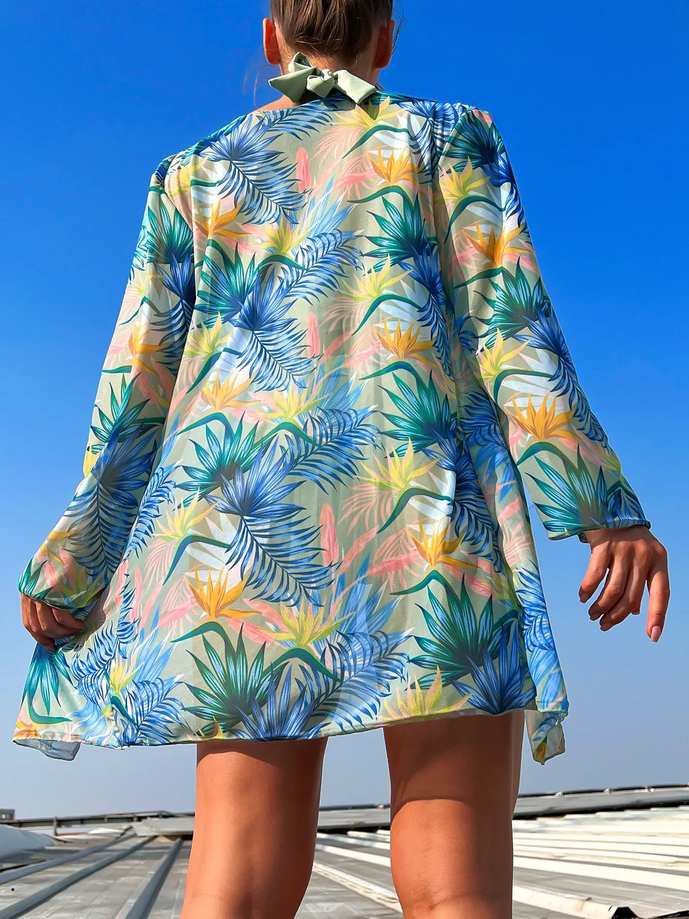 Halter Print Bikini Sets 3PCS Women Swimsuit With Kimono High Waist Swimwear Female Bathers Bathing Swimming Swim Suit Beachwear - She Vibess By C2P