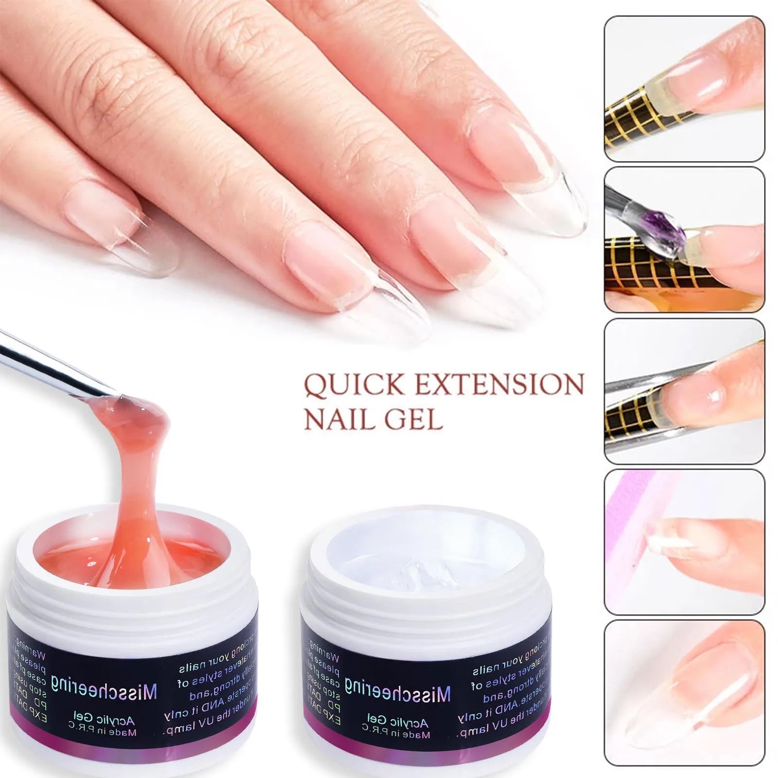 60ml Nail Art Gel Polish Nail Pink White Clear Varnish Acrylic Powder Liquid Nail Art Poly Nail Gel for Fingertip Extension tool - She Vibess By C2P