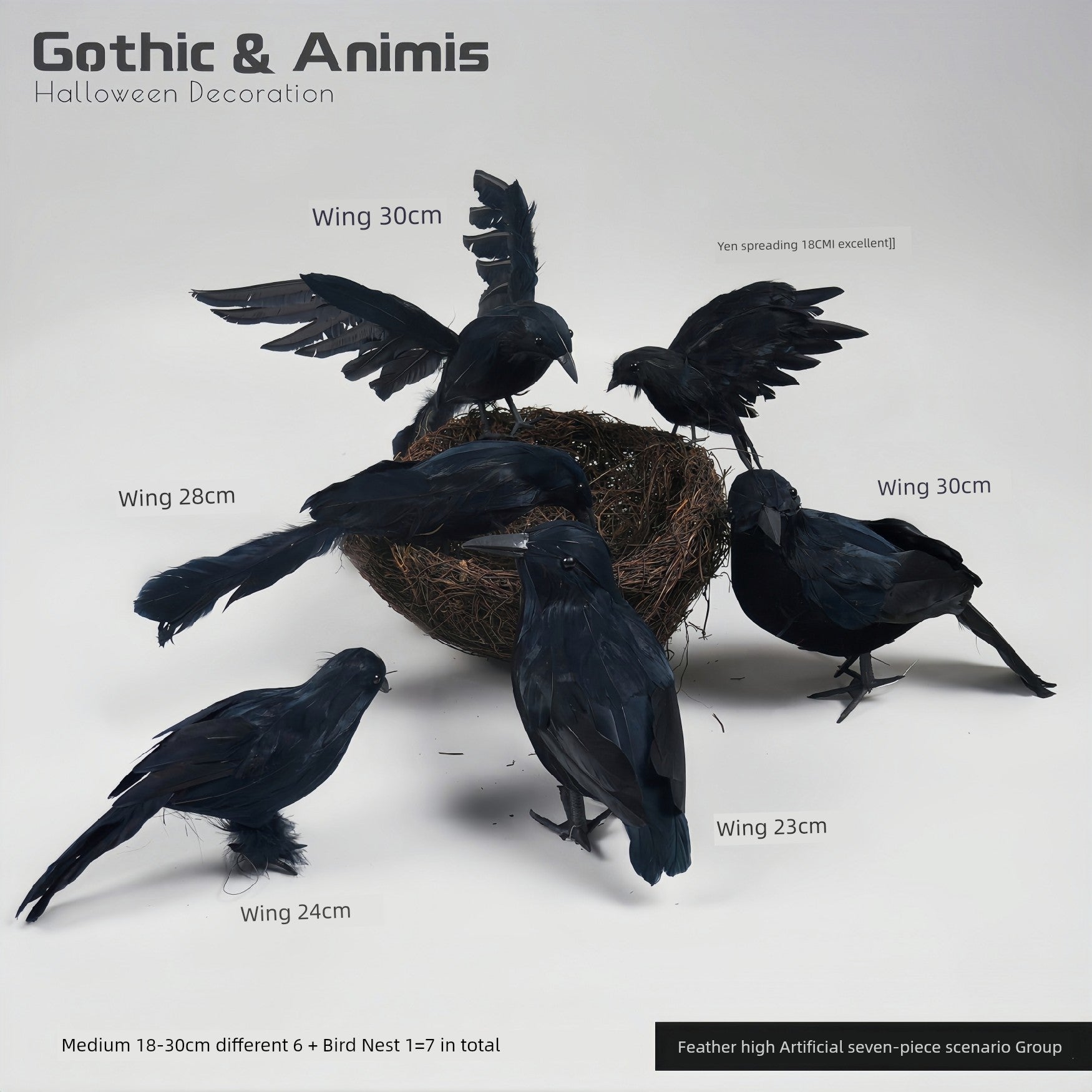 [Halloween] 28 Artificial Crow Crow Collection Wansheng Gothic Dark Magic Theme Atmosphere Decoration - She Vibess By C2P