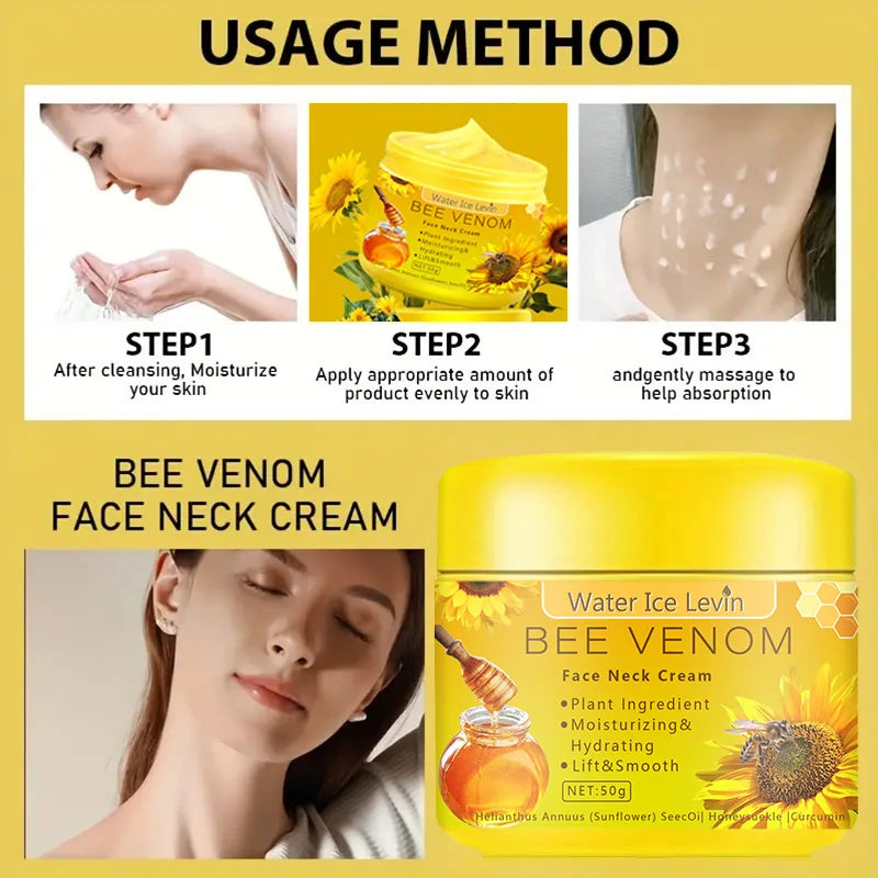 Bee venom Neck cream Moisturizing Sagging Improvement Reduce Fine Lines Damaged Skin Repair Facial Cream Nourishing Skin Care - She Vibess By C2P