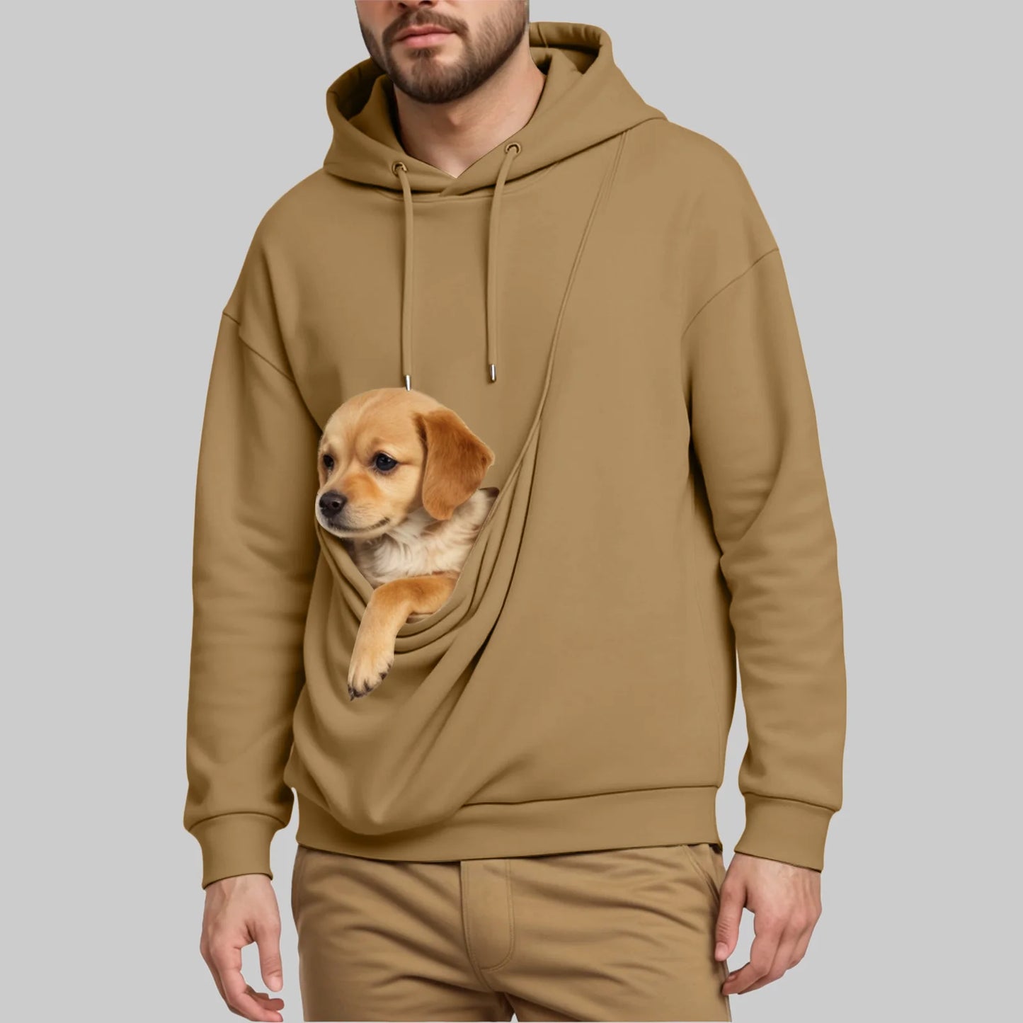 New Pure Cashmere Sweater For Men Unisex Cat And Dog Bag Hooded Sweatshirt Pocket Pet Bag Holder Sweatshirt мужская одежда