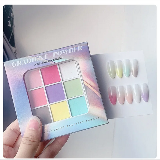 9Colors Solid Patting Nail Powders UV Polish Decoration Shimmer Fine Glitter Gradient Matte Pat Pat Manicure Polish Deco Powder - She Vibess By C2P