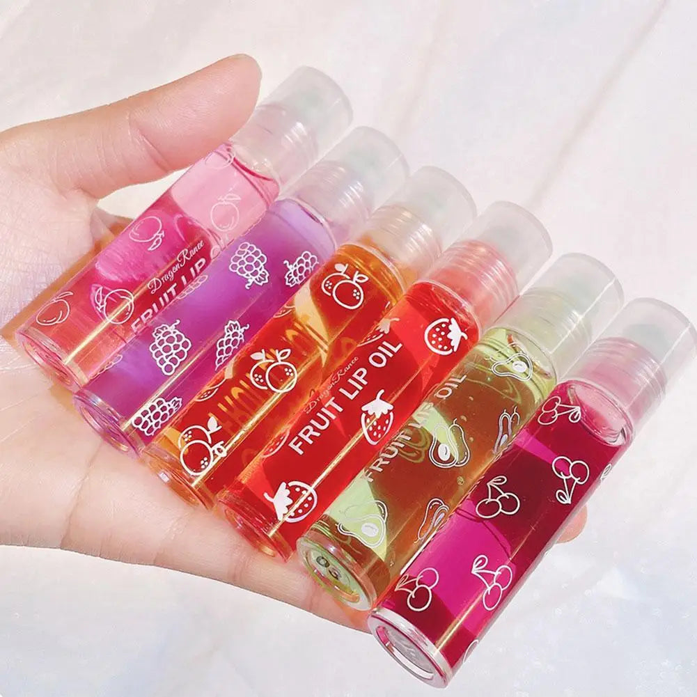 6 Colors Roll-on Fruit Essence Lip Balm Lip Oil Lip Moisturizing Mirror Primer Lip Lipstick Hydrating random Gloss Transparent - She Vibess By C2P