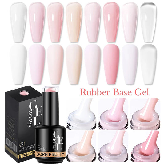 BORN PRETTY Milky Pink Rubber Base Gel Nail Polish Glitter 15ml Semi-Permanent Varnish Soak Off Self Leveling UV LED Gel - She Vibess By C2P