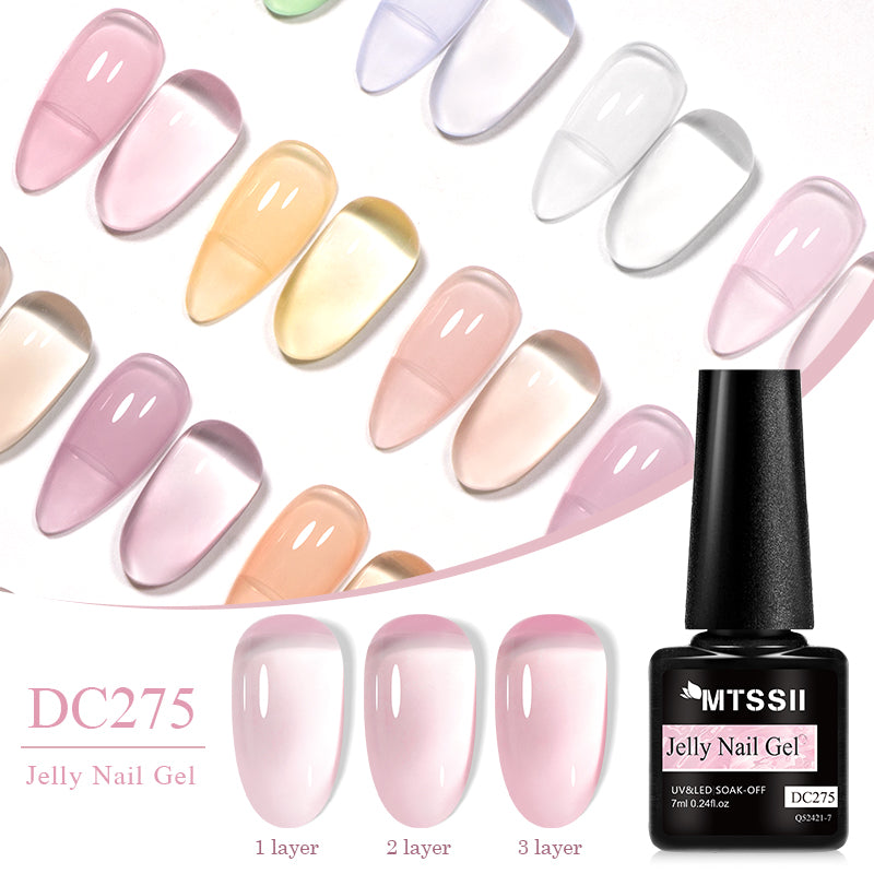 Mtssii 7ml Jelly Nude Gel Polish Translucent Pink Milky White Nail Gel Manicure UV LED Semi Permanent Soak Off Nail Polish - She Vibess By C2P