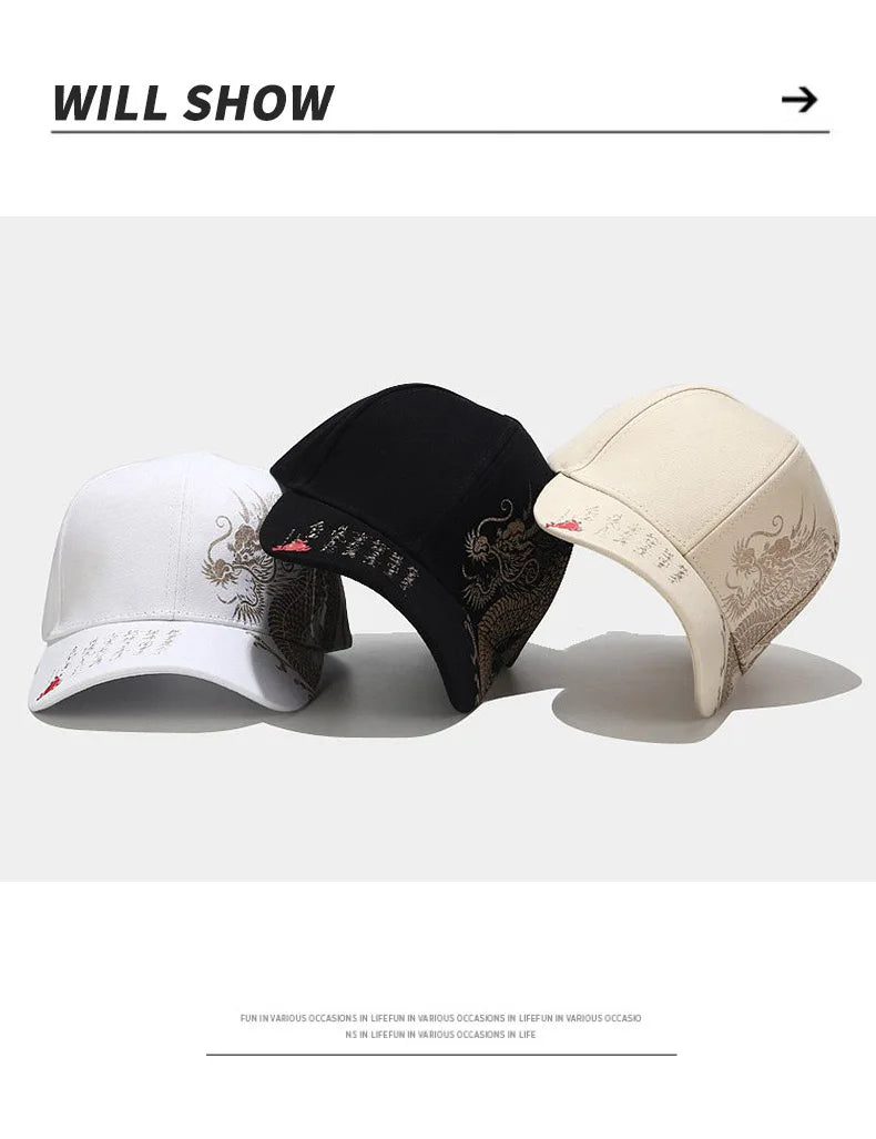 Chinese Style Dragon Pattern Baseball Hat For Men And Women, Versatile National Tide Cap, Hip Hop Hip Hop Skateboarding, Cool and a Gifts for That Special Someone - She Vibess By C2P