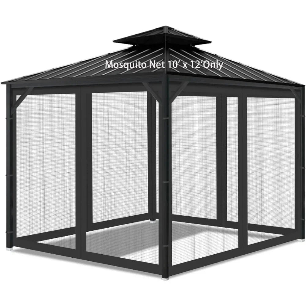 10' x 12' Outdoor Mesh Netting Screen 4-Panel Sidewall with Zipper Gazebo Universal Replacement Mosquito Netting - She Vibess By C2P