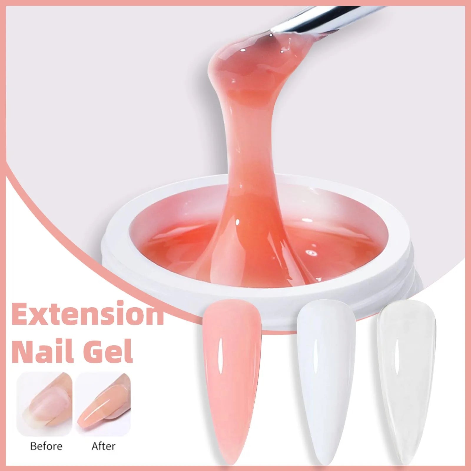 60ml Nail Art Gel Polish Nail Pink White Clear Varnish Acrylic Powder Liquid Nail Art Poly Nail Gel for Fingertip Extension tool - She Vibess By C2P