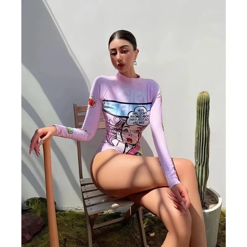 Women's Oversize Swimsuits Ins Anime Female Summer Sports Suits Chic Women's High Street Surfing Swimsuits New - She Vibess By C2P