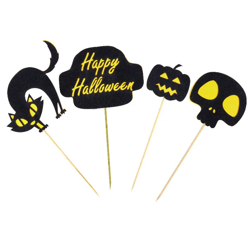 Halloween Cake Top Decoration DIY Cake Topper Castle Witch Pumpkin Cake Insert Flag Halloween Party Atmosphere Supplies - She Vibess By C2P
