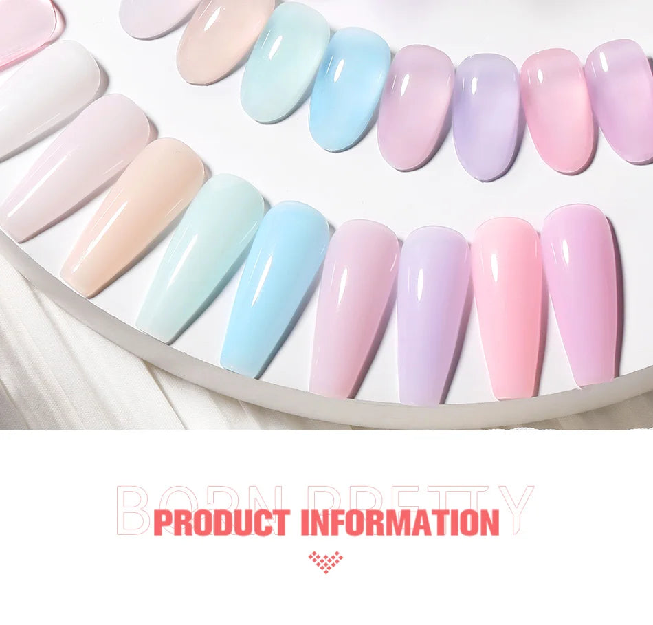 BORN PRETTY Milky Pink Rubber Base Gel Nail Polish Glitter 15ml Semi-Permanent Varnish Soak Off Self Leveling UV LED Gel - She Vibess By C2P