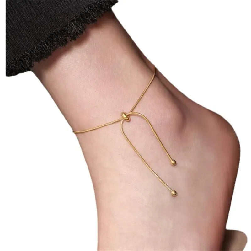 Simple Adjustable Chain Anklet Bracelet for Women Fashion Vintage Thin Chain Anklet Female Foot Beach Jewelry 2024 Gift - She Vibess By C2P
