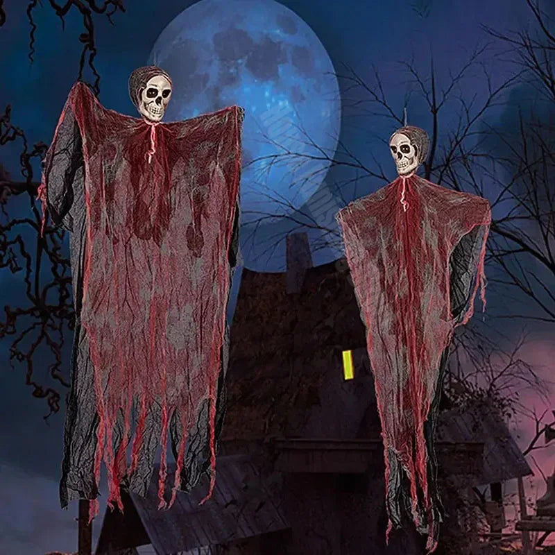Scary Halloween Hanging Ghost Skull Halloween Party Decoration Hanging Grim Reaper Garden Bar Haunted House Skeleton Prop - She Vibess By C2P