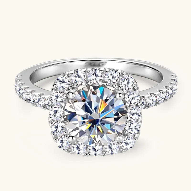 Lnngy 8mm 2ct Moissanite Halo Ring Certified 925 Sterling Silver Engagement Rings For Women Girls Wedding Party Jewelry Gift - She Vibess By C2P