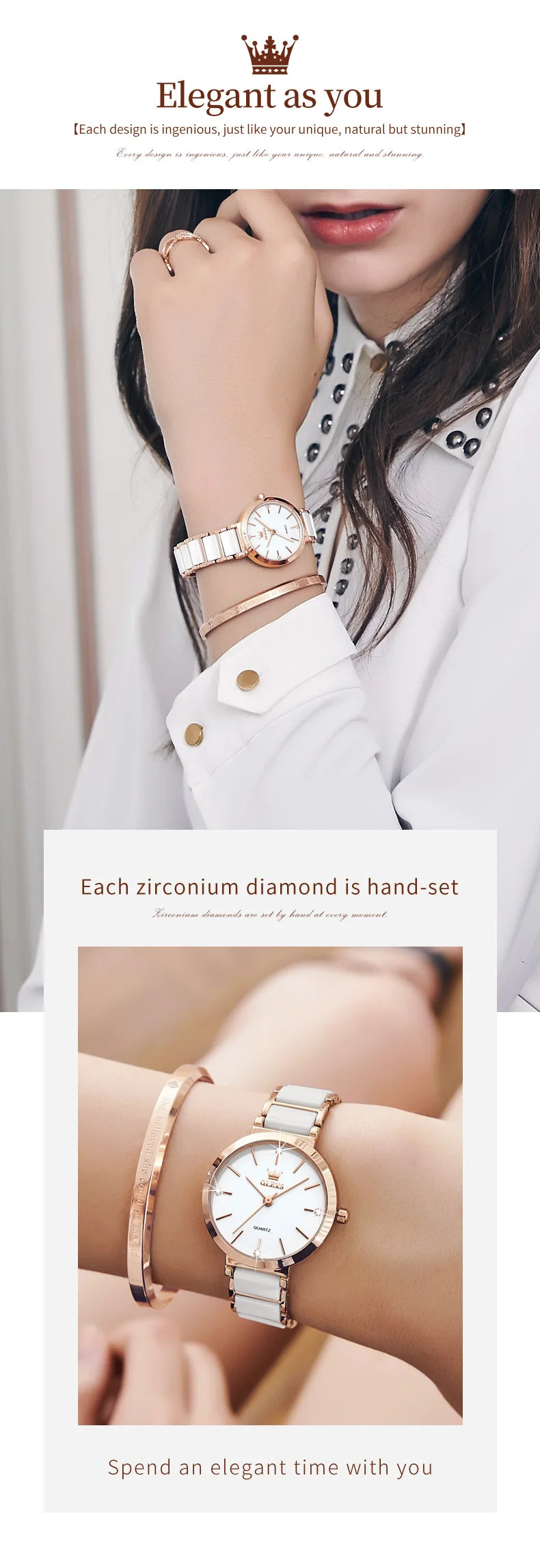 OLEVS Fashion Women Watches Relogio Feminino Luxury Rose Gold Watch Ladies Quartz Wrist Watch Ceramic Strap Clock Reloj Mujer - She Vibess By C2P