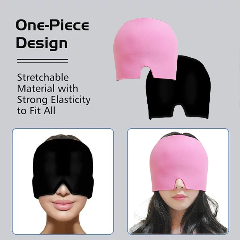 Gel Cold Ice Cap Head Heat Treatment Head Wrap Face Mask Massage Sleep Tool Black and Pink - She Vibess By C2P