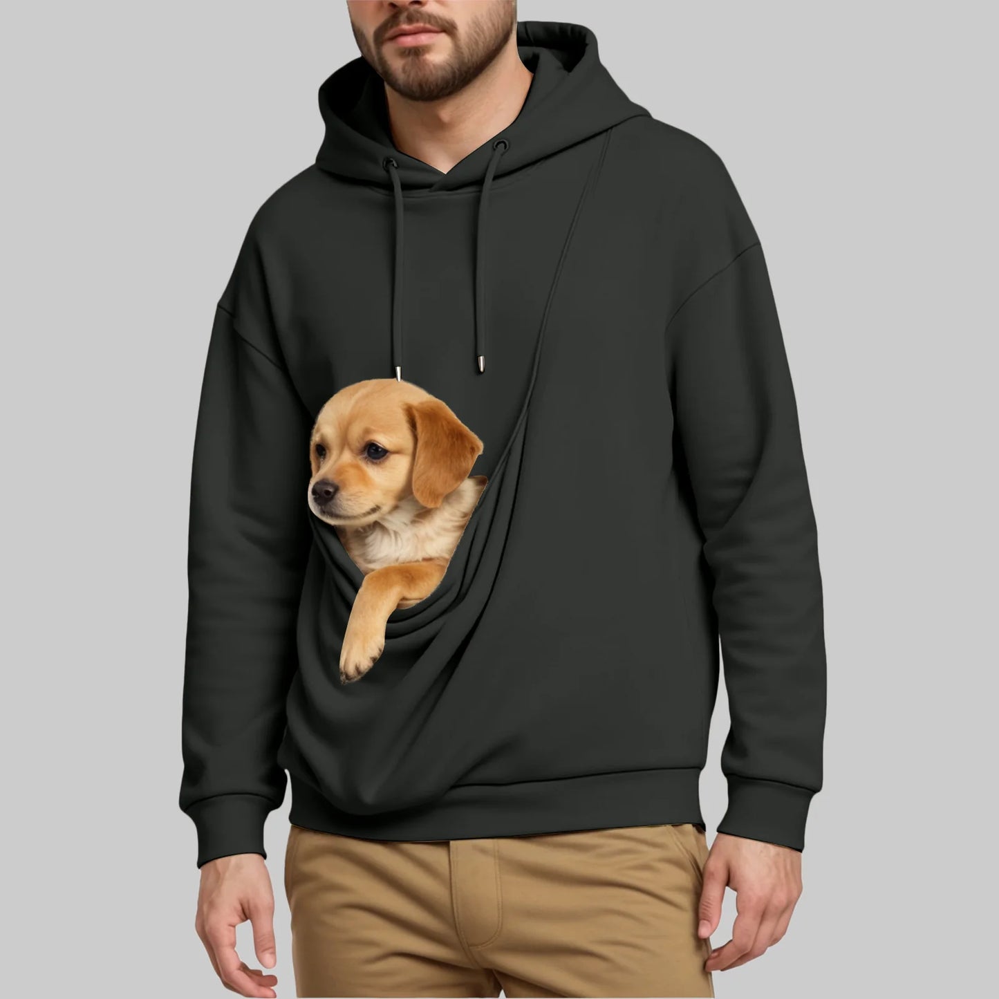 New Pure Cashmere Sweater For Men Unisex Cat And Dog Bag Hooded Sweatshirt Pocket Pet Bag Holder Sweatshirt мужская одежда