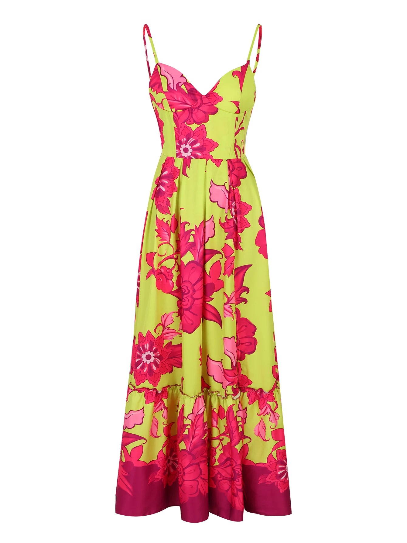 Summer Print Long Dress Women Clothing Lace Up Sling Party Dresses Pattern Strappy Ladies Hollow Out V-Neck Beach Vestidos - She Vibess By C2P