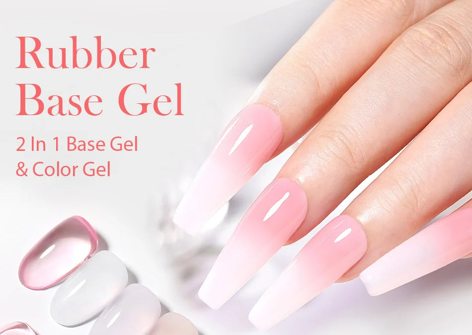 BORN PRETTY Milky Pink Rubber Base Gel Nail Polish Glitter 15ml Semi-Permanent Varnish Soak Off Self Leveling UV LED Gel - She Vibess By C2P