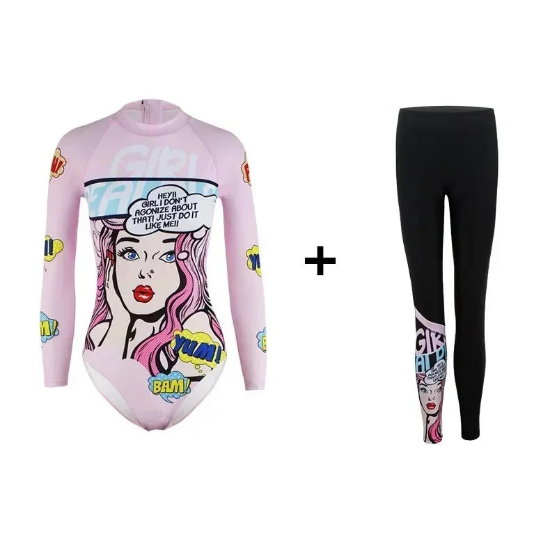 Women's Oversize Swimsuits Ins Anime Female Summer Sports Suits Chic Women's High Street Surfing Swimsuits New - She Vibess By C2P