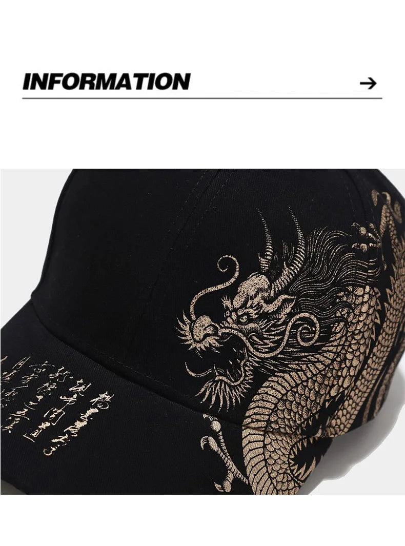 Chinese Style Dragon Pattern Baseball Hat For Men And Women, Versatile National Tide Cap, Hip Hop Hip Hop Skateboarding, Cool and a Gifts for That Special Someone - She Vibess By C2P
