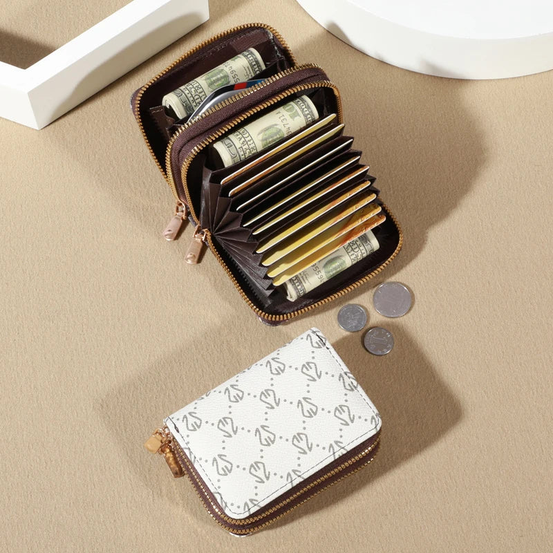 Chic Vintage Zippered Card Holder Wallet for Women - Secure Multi-Card Slots, Fashionable Faux Leather with Coin PurseLuxurious - She Vibess By C2P