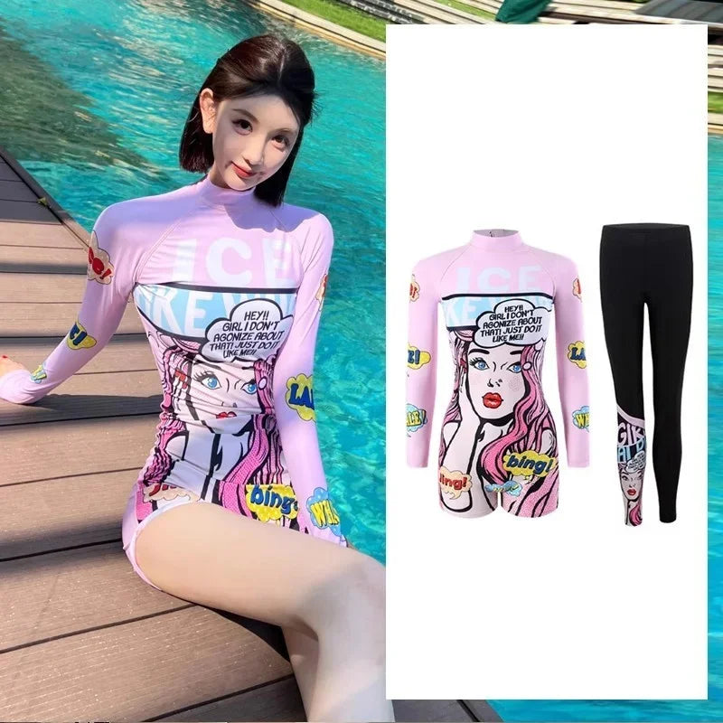 Women's Oversize Swimsuits Ins Anime Female Summer Sports Suits Chic Women's High Street Surfing Swimsuits New - She Vibess By C2P