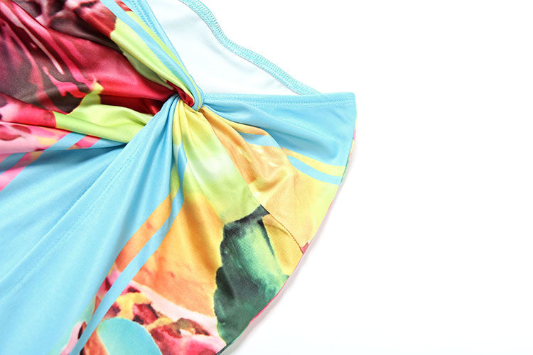 Weird Puss Colorful Leopard Women 2 Piece Set Y2K Beach Vacation Halter Tank Tops+Wrapped Maxi Skirts Matching Vacation Clubwear