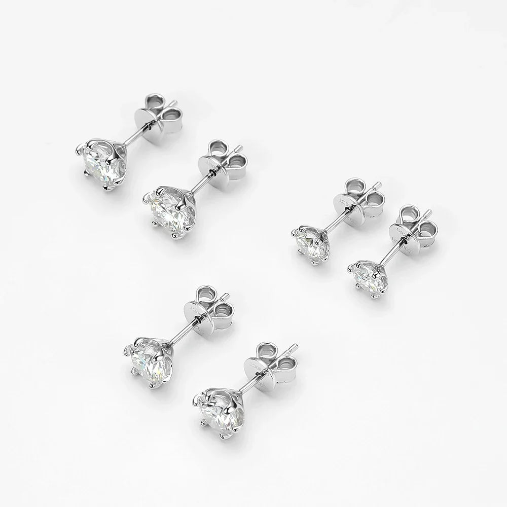 FEOBUR 0.2-2 Carat Moissanite Stud Earring Screw Backs S925 Silver Women Brilliant Diamond Ear Studs Party Fine Jewelry Gifts - She Vibess By C2P