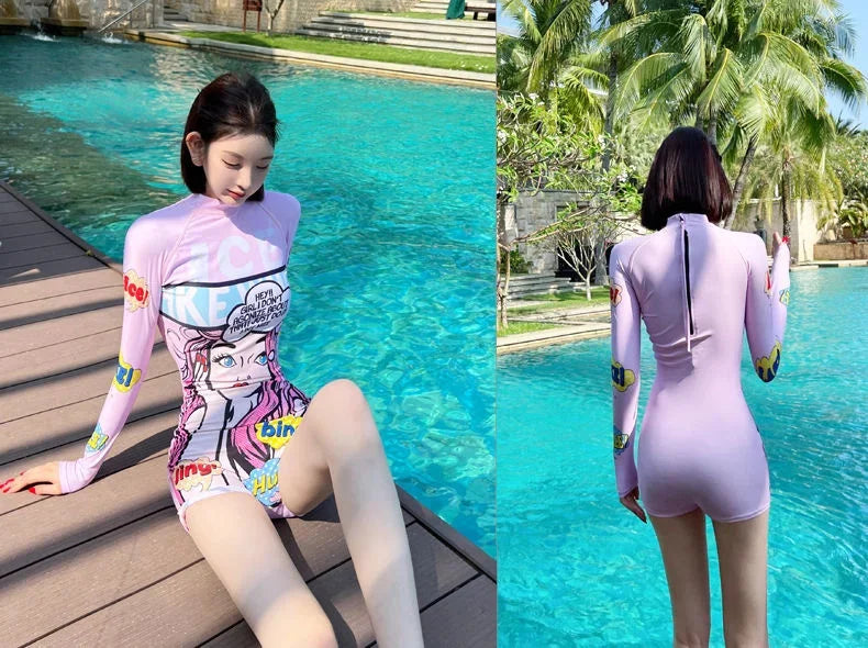 Women's Oversize Swimsuits Ins Anime Female Summer Sports Suits Chic Women's High Street Surfing Swimsuits New - She Vibess By C2P