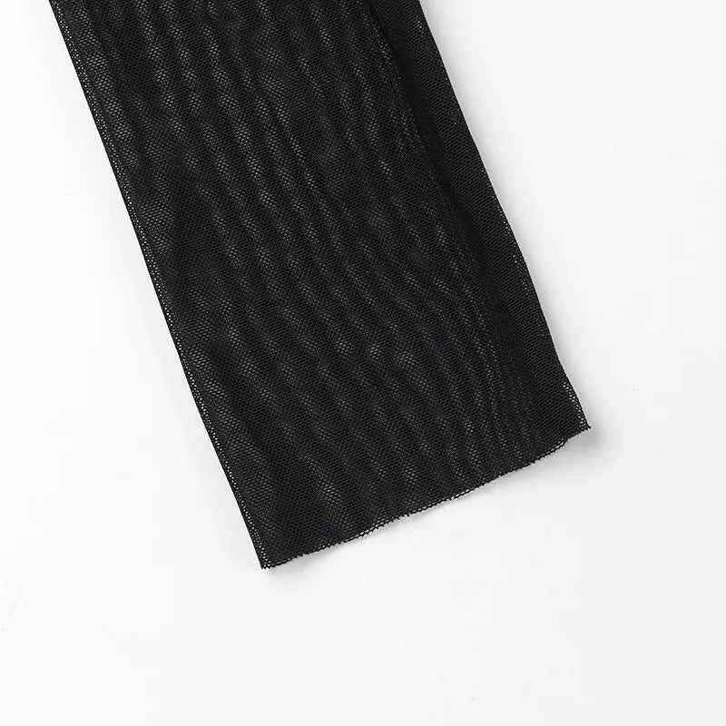 Y2k Summer New Solid Color Long Sleeve Off Shoulder Dresses Sexy Wrap Hip Mesh See Through Ruched Patchwork Long Dress 2024 New - She Vibess By C2P